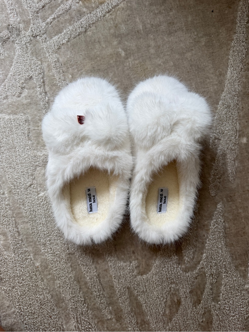 White Furry Slide Slippers